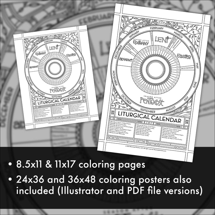 Liturgical Calendar Coloring Page & Poster (2023–2024)