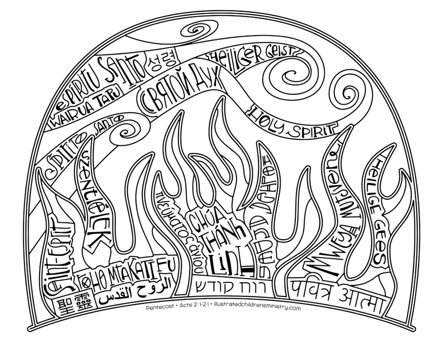 Pentecost Spirit coloring page or poster B&W