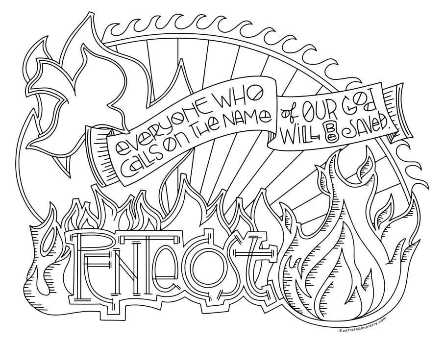 Pentecost Flames Coloring Page & Poster