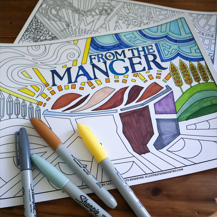 From the Manger Coloring Page & Poster