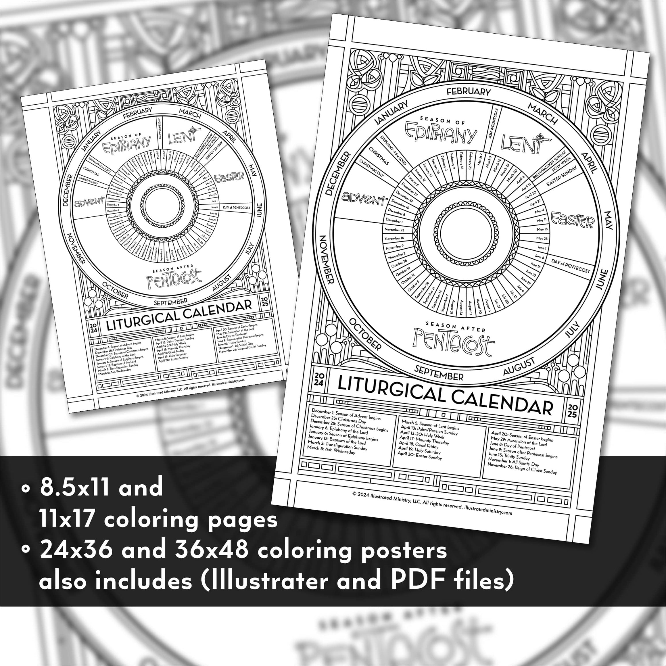 Liturgical Calendar Coloring Page & Poster (2024–2025) — Illustrated Ministry