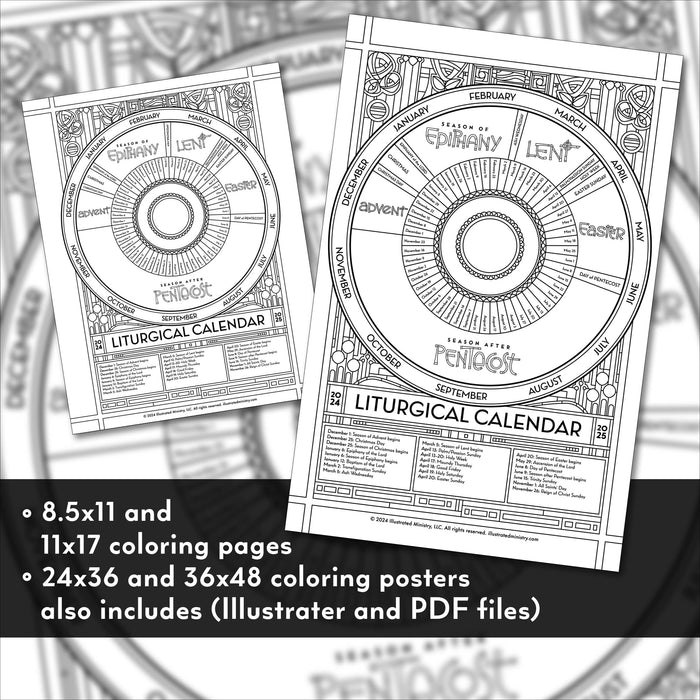 Liturgical Calendar Coloring Page & Poster (2024–2025)