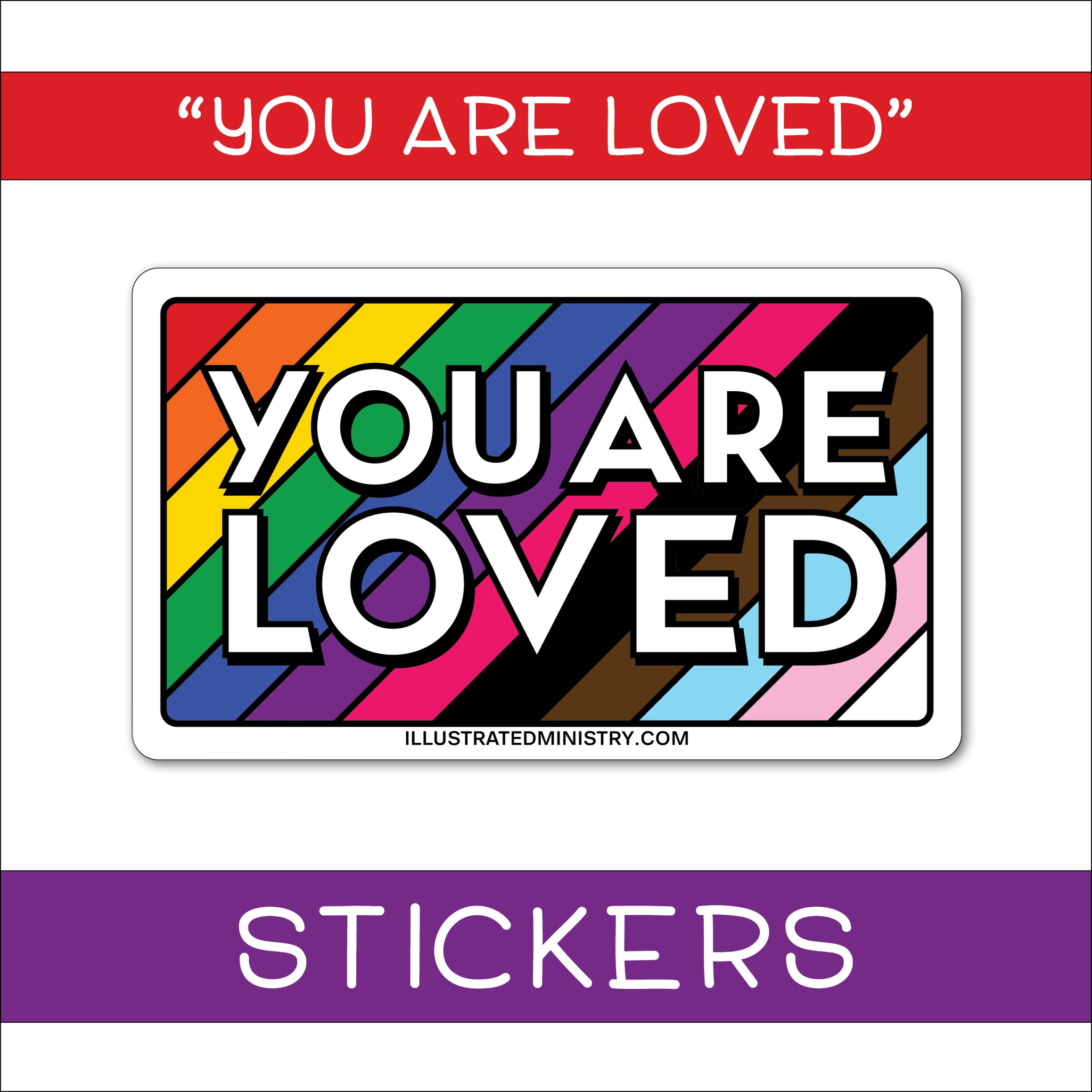 Illustrated Faith You Are Loved Stickers - 12x12" Fundamentals Sheet For Bible Journaling & Scrapbooking