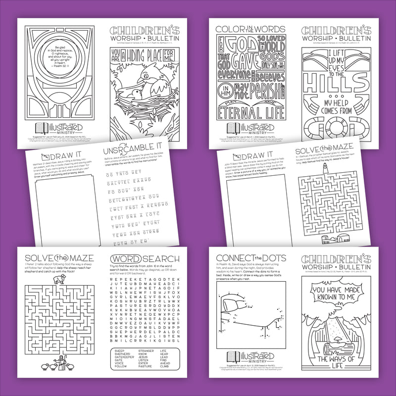 Illustrated Worship Children's Bulletins: Spring 2026 (Year A)