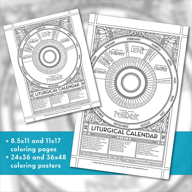 Liturgical Calendar Coloring Page & Poster (2026–2027)