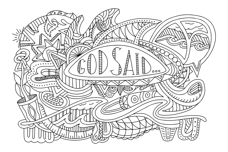 "God said..." Coloring Poster B&W
