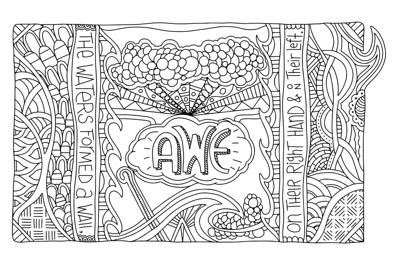 Illustrated Earth Coloring Poster B&W