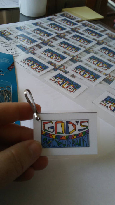 Print-at-home backpack tags with hook