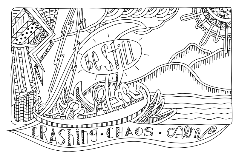 "Be still" Coloring Poster B&W