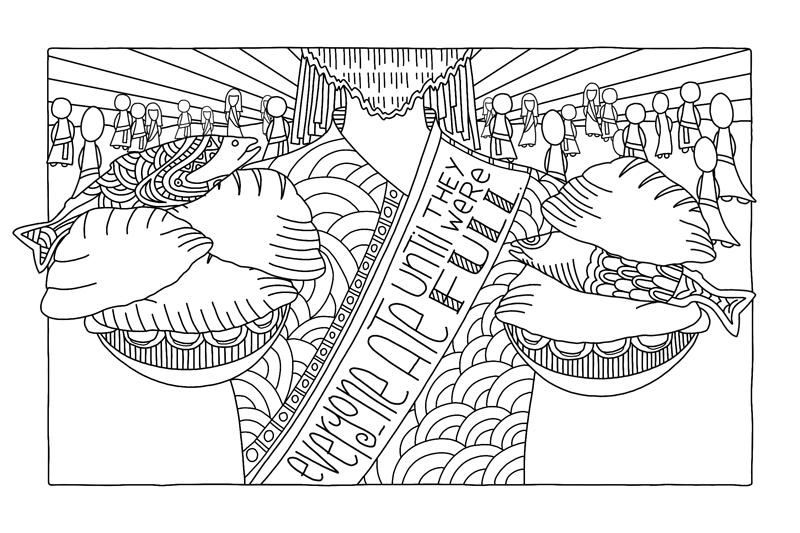 Illustrated Earth Coloring Poster B&W