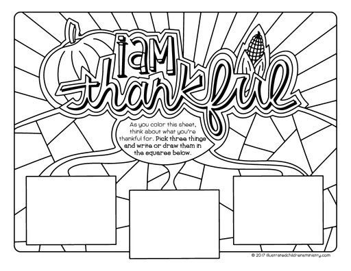 I am Thankful Coloring Page