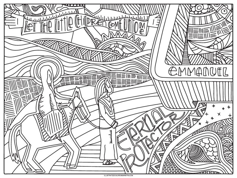 Mary anf Joseph coloring poster
