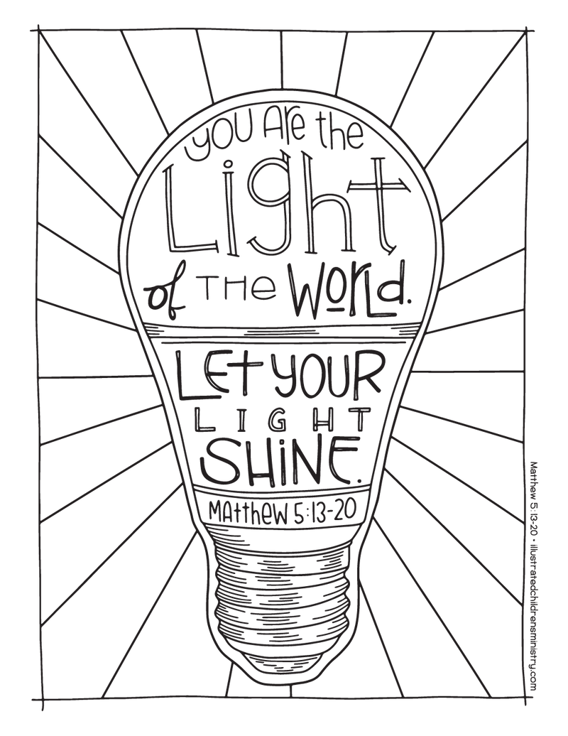 "Let your light shine" coloring page