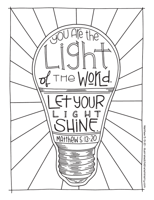 "Let your light shine" coloring page