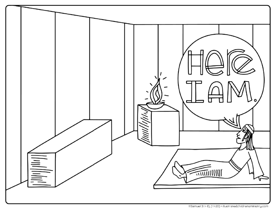 "Here I am" coloring page