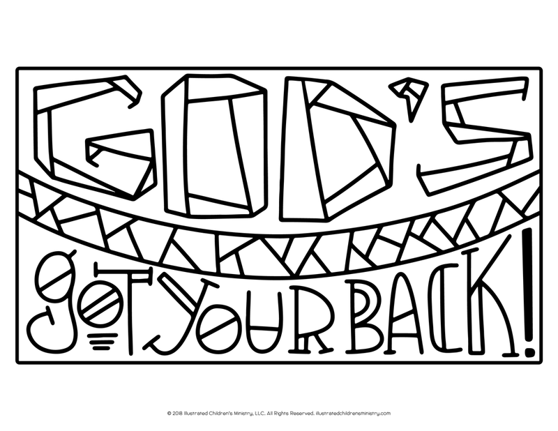 God's Got Your Back Coloring Page B&W