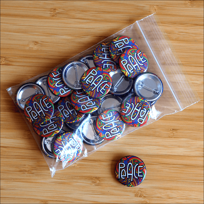 Illustrated PEACE Buttons