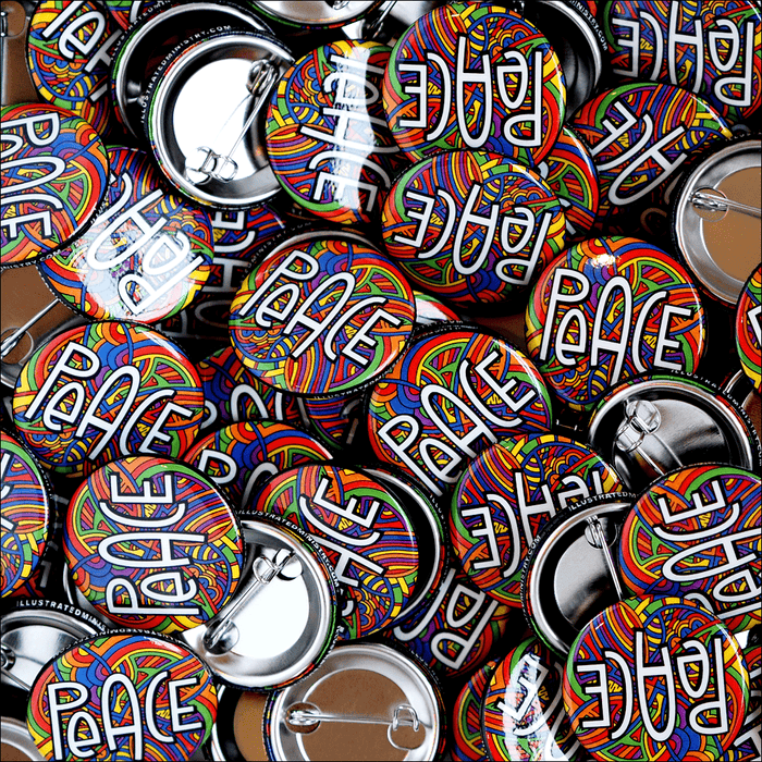 Illustrated Peace 1.25" Buttons
