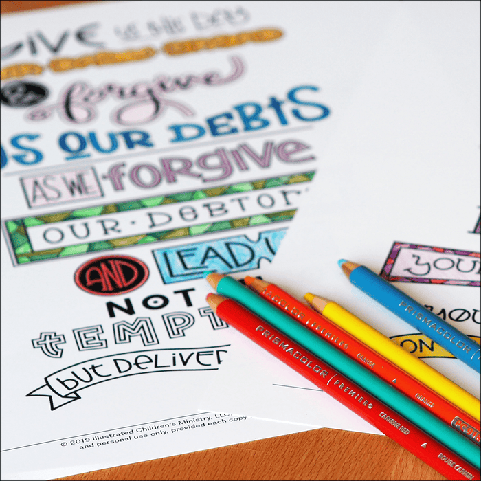 Hand-Lettered Lord's Prayer Coloring Page