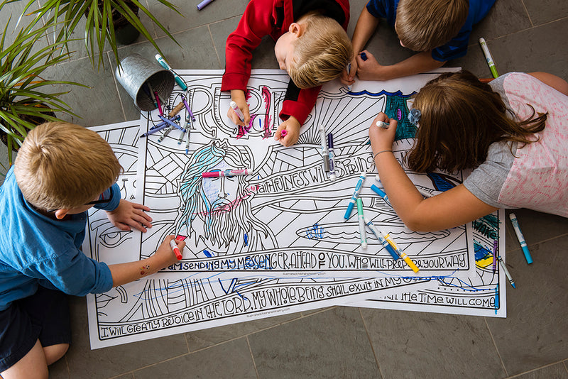 People coloring Advent Journey Coloring Posters