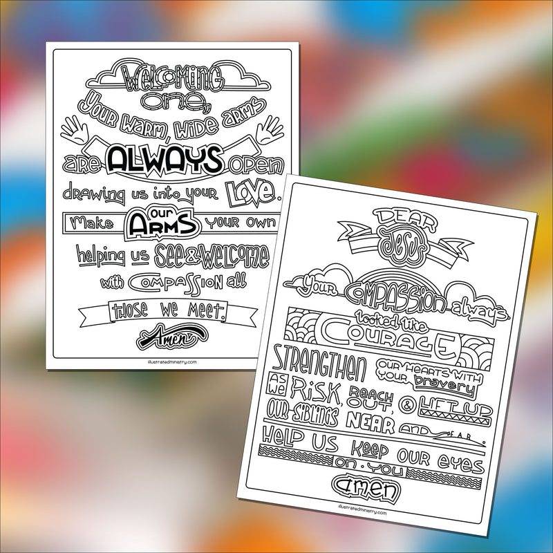 Prayers for Compassion Coloring Pages: Volume 1