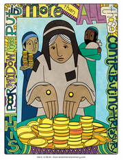 Illustration to accompany children's moment - poor widow giving coins