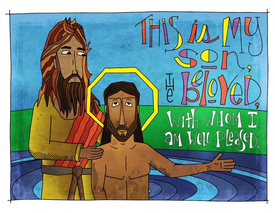Illustration to accompany children's moment - Jesus' baptism
