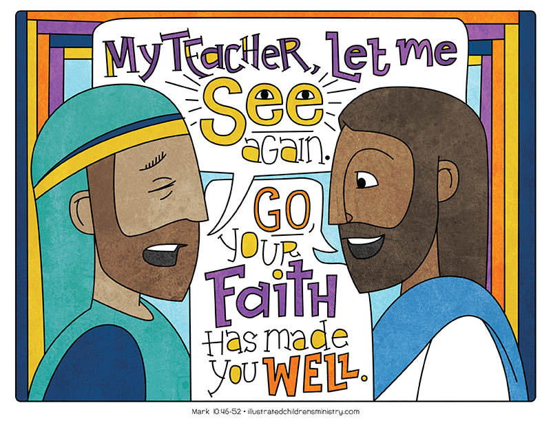Illustration to accompany children's moment - Jesus heals blind man