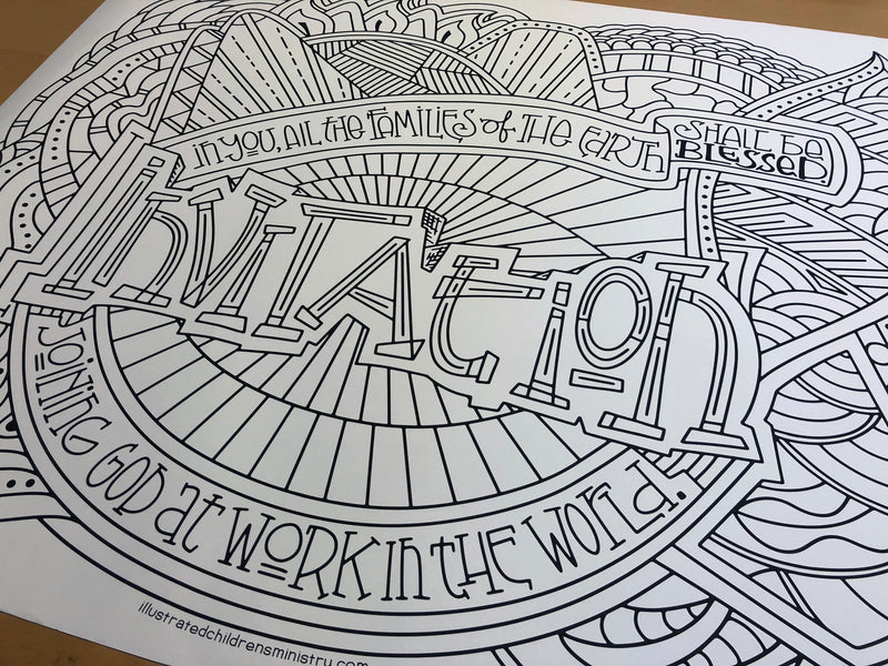 Illustrated Invitation coloring poster B&W