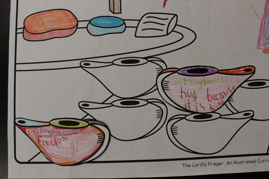 Detail from the Lord's Prayer curriculum coloring poster collection