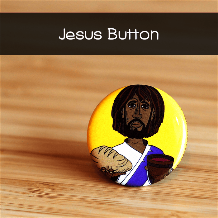 Illustrated Jesus Button