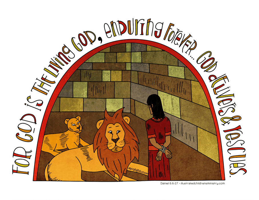 Illustration for Advent children's moment: Daniel in lion's den
