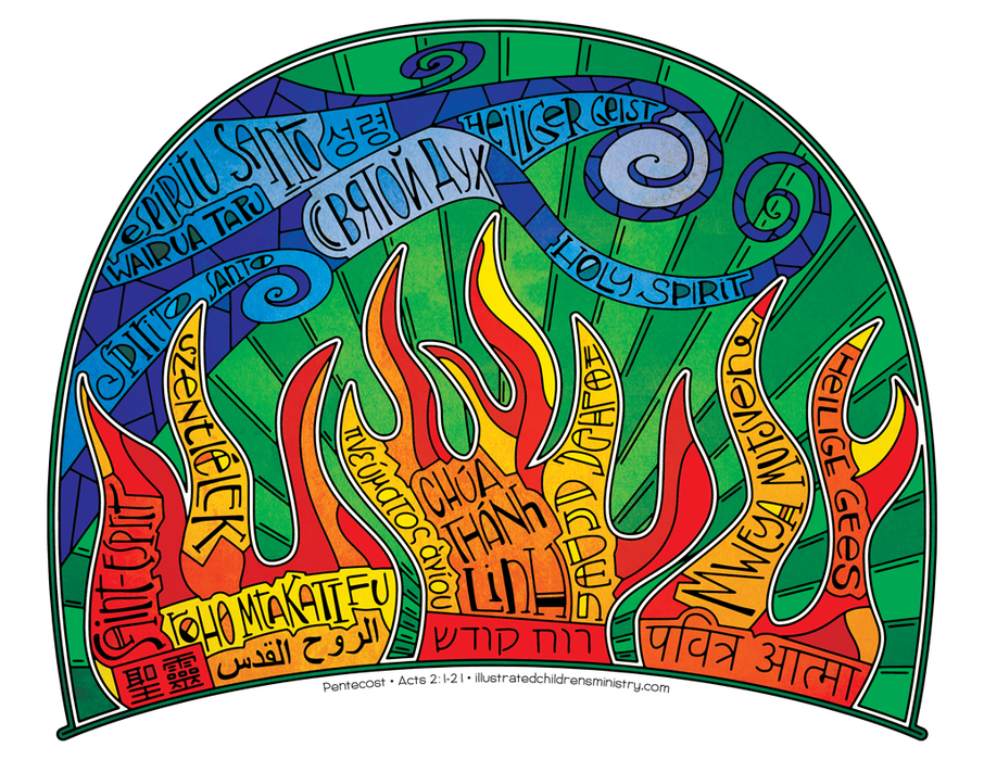 Pentecost Spirit coloring page or poster in color