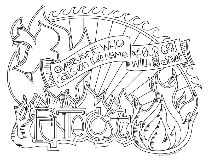 Pentecost Flames Coloring Page & Poster
