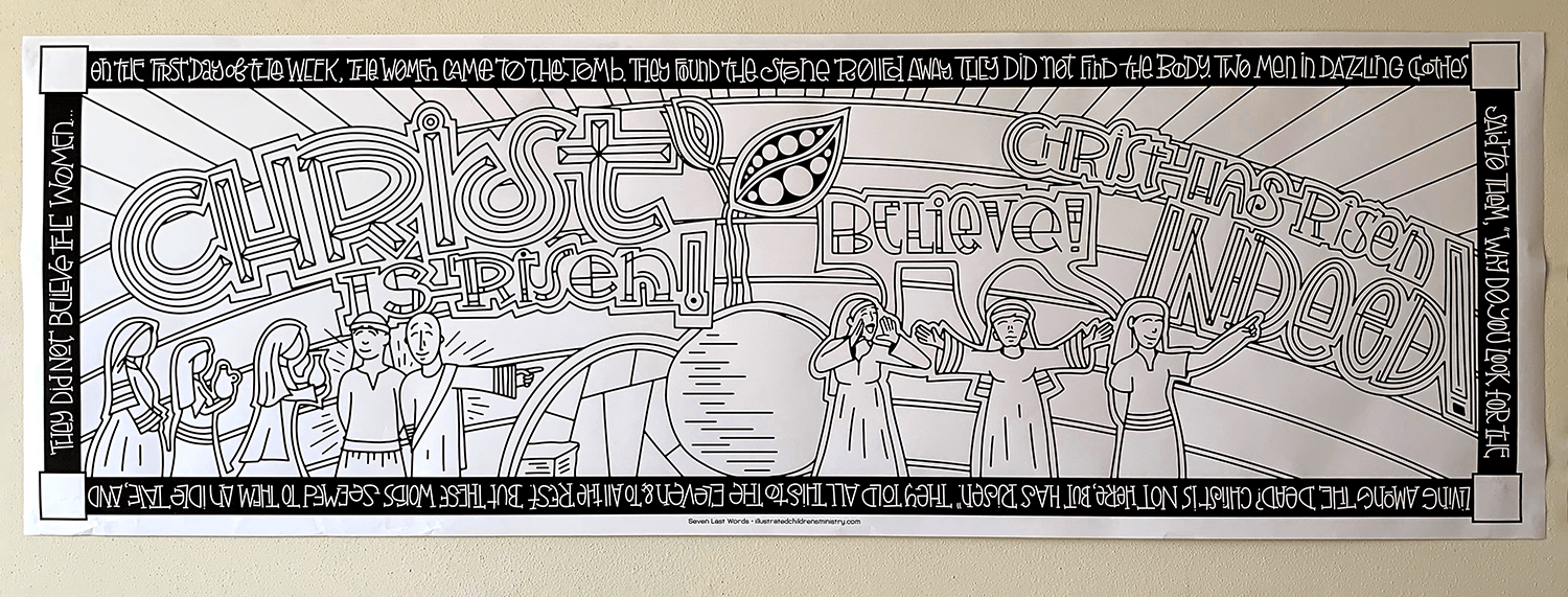 B&W Coloring Poster for Seven Last Words - Christ is risen 