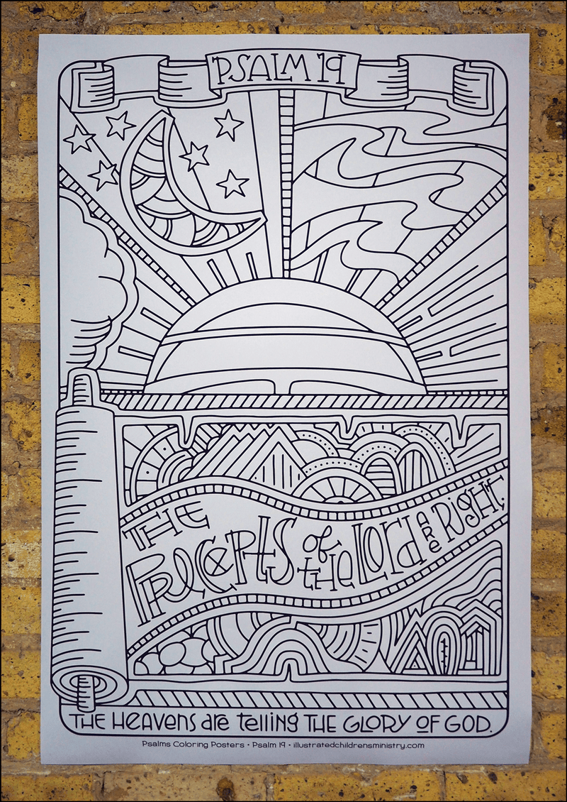 Psalms coloring poster - The precepts of the Lord are right
