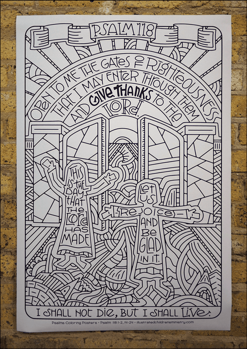 Psalms coloring poster - I shall not die, but I shall live
