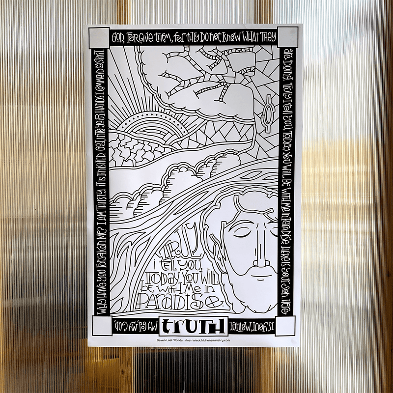 B&W Coloring Poster for Seven Last Words - Truth