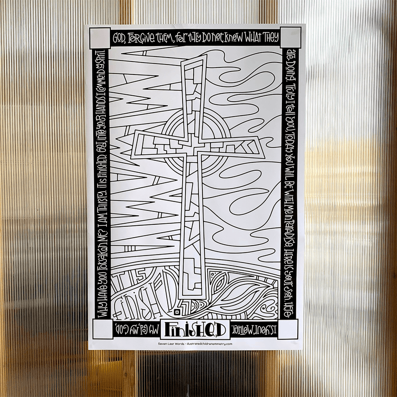 B&W Coloring Poster for Seven Last Words - Finished