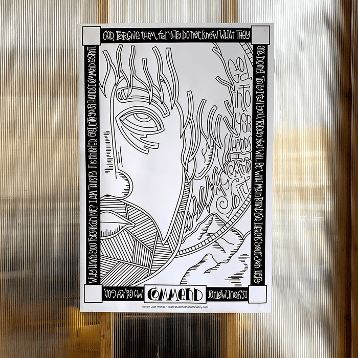 B&W Coloring Poster for Seven Last Words - Commend