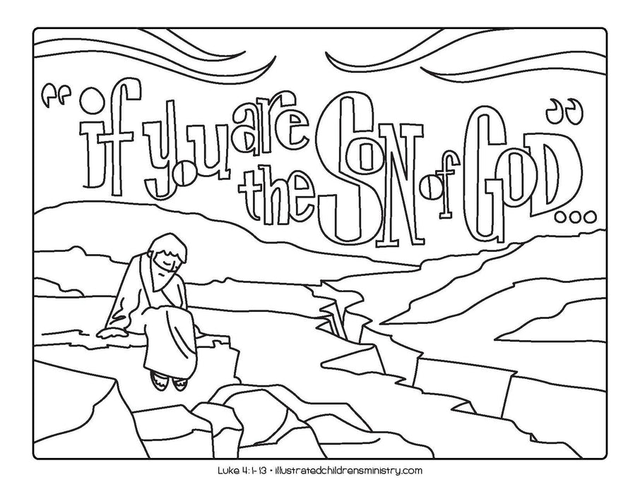 Jesus in the desert coloring page