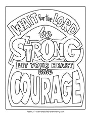 "Let your heart take courage" coloring page