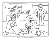 Jesus' feet being washed coloring page