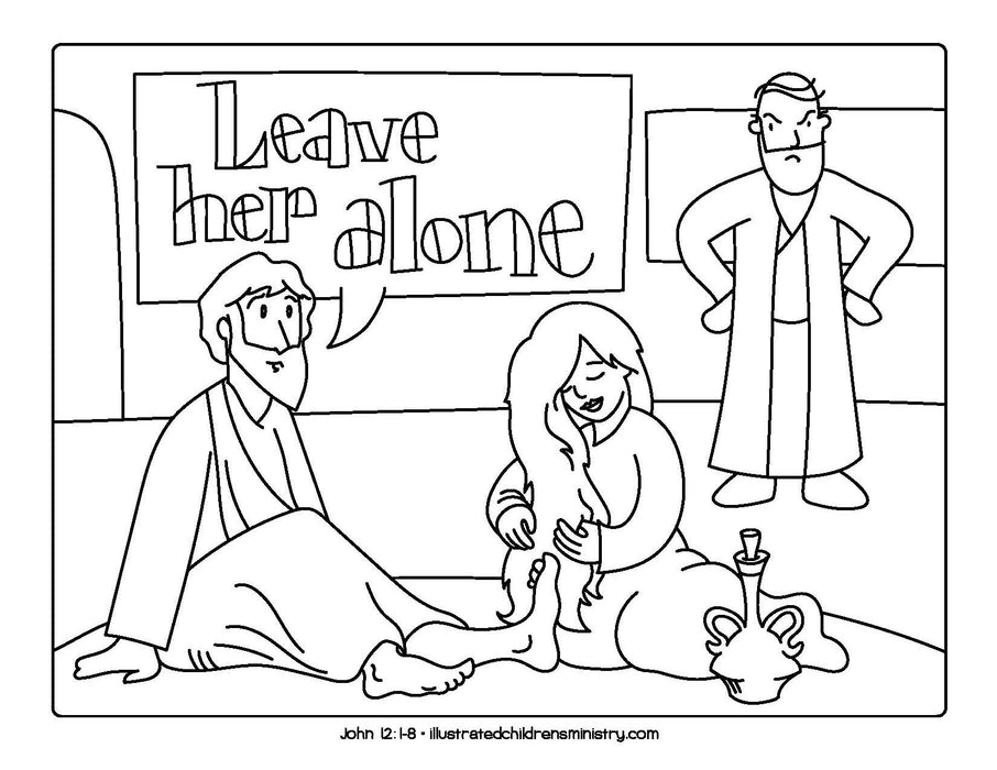 Jesus' feet being washed coloring page