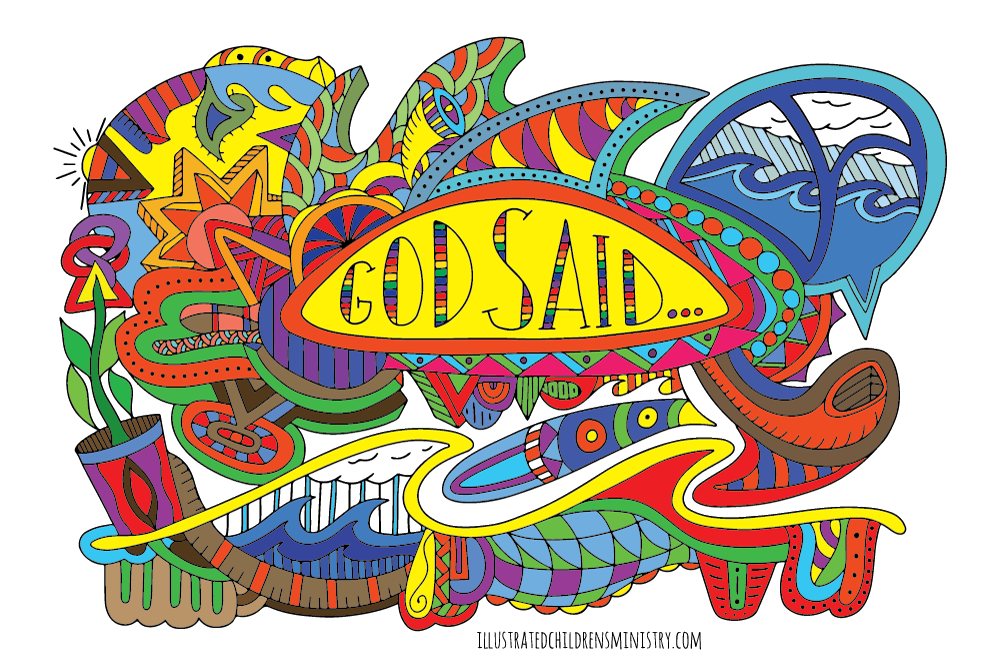 "God said..." coloring page