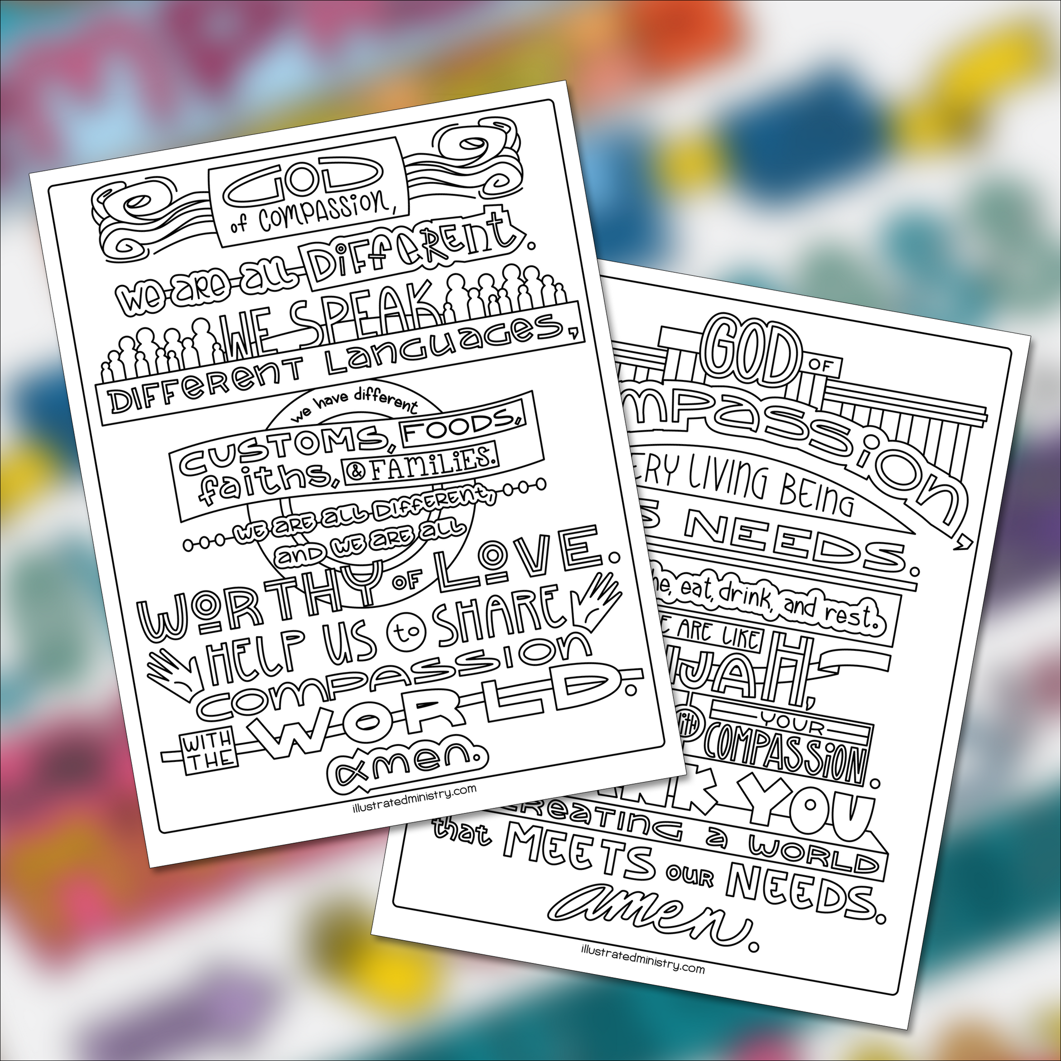 Prayers for Compassion Coloring Pages: Volume 2 — Illustrated Ministry