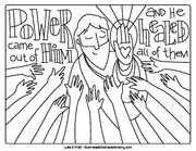 Jesus healing coloring page